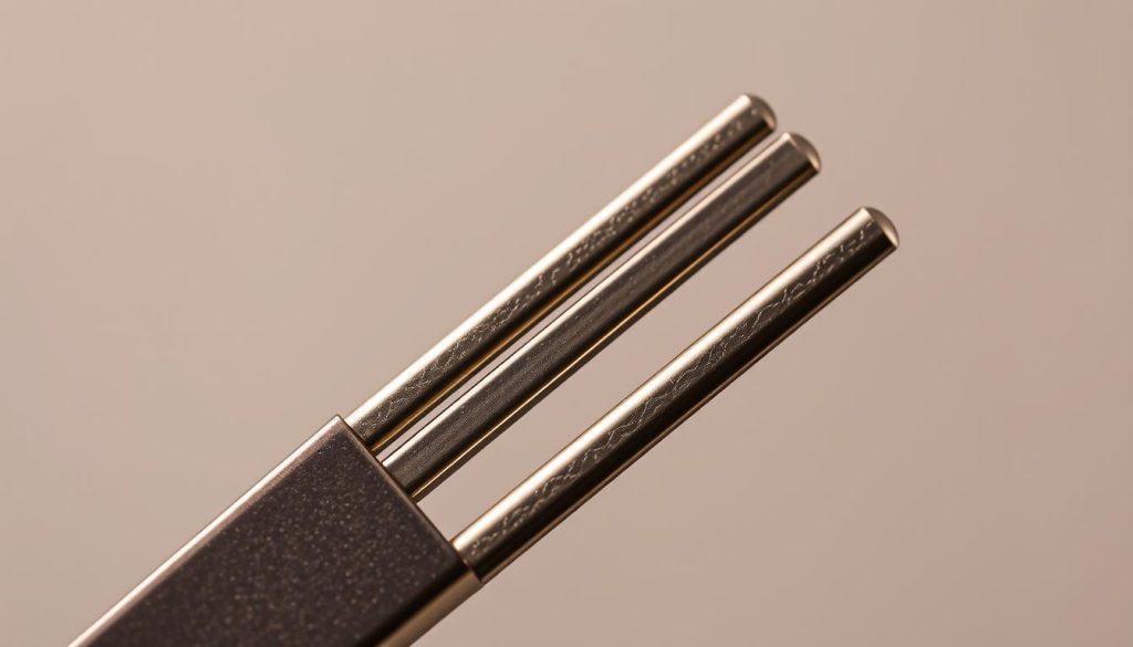 A close-up view of a tuning fork suspended in a soft, evenly-lit setting. The fork's tines are made of gleaming, high-quality metal, their vibrating edges blurred to suggest the audible resonance. The background is a muted, neutral tone, placing the focus entirely on the tool's precise, refined construction. Detailed textures on the fork's surface convey a sense of craftsmanship and reliability. The scene radiates a calm, professional atmosphere, hinting at the importance of proper tuning for a child's musical instrument. A close-up view of a tuning fork suspended in a soft, evenly-lit setting. The fork's tines are made of gleaming, high-quality metal, their vibrating edges blurred to suggest the audible resonance. The background is a muted, neutral tone, placing the focus entirely on the tool's precise, refined construction. Detailed textures on the fork's surface convey a sense of craftsmanship and reliability. The scene radiates a calm, professional atmosphere, hinting at the importance of proper tuning for a child's musical instrument.