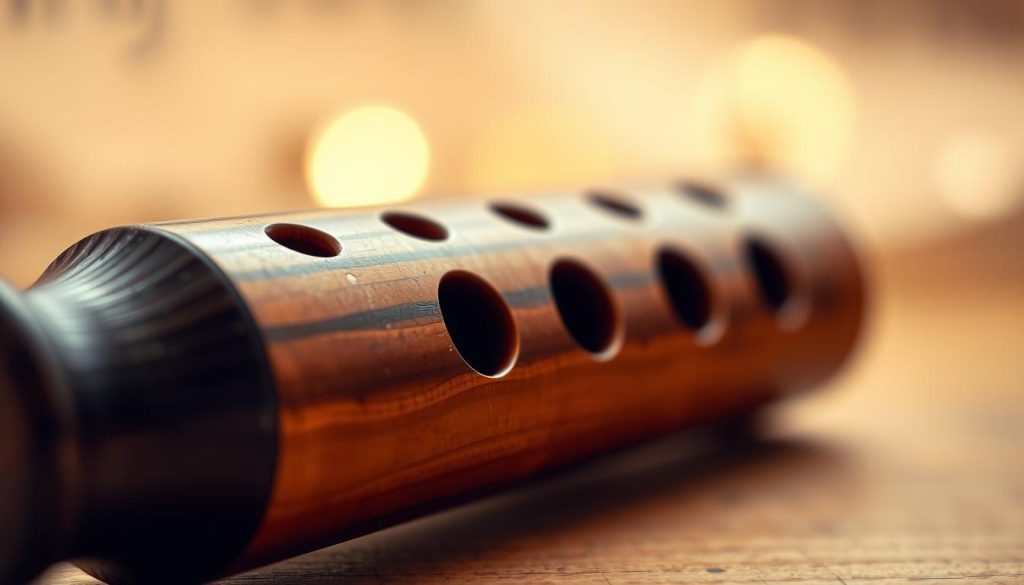 A highly detailed, close-up image showcasing the materials and sound quality of an alto C ocarina. In the foreground, the ocarina's intricate body and exquisite craftsmanship are prominently displayed, highlighting the unique texture and color of the chosen materials. The middle ground reveals the ocarina's delicate finger holes and intricate finger positioning, conveying the instrument's playability and responsiveness. In the background, a softly blurred, warm-toned environment sets a serene, musical atmosphere, enhancing the viewer's appreciation of the ocarina's sonority. The lighting is gentle and diffused, casting subtle shadows that accentuate the ocarina's contours and create a sense of depth and dimensionality. The overall composition and mood evoke the ocarina's refined, melodic qualities and its role in the article's discussion of alto C models and purchasing advice.