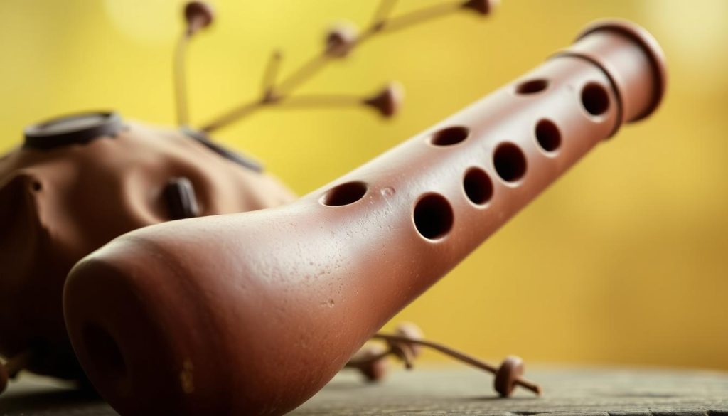 A classic clay ocarina, its intricate finger holes and delicate embouchure, positioned against a warm, natural backdrop. Soft, diffused lighting highlights the instrument's tactile texture and glazed finish, creating an intimate, contemplative atmosphere. The scene conveys the care and precision required to play this traditional wind instrument, foreshadowing the "essential precautions" discussed in the article. Subtle shadows and muted colors evoke a sense of reverence for the ocarina's heritage and the importance of proper technique. A classic clay ocarina, its intricate finger holes and delicate embouchure, positioned against a warm, natural backdrop. Soft, diffused lighting highlights the instrument's tactile texture and glazed finish, creating an intimate, contemplative atmosphere. The scene conveys the care and precision required to play this traditional wind instrument, foreshadowing the "essential precautions" discussed in the article. Subtle shadows and muted colors evoke a sense of reverence for the ocarina's heritage and the importance of proper technique.
